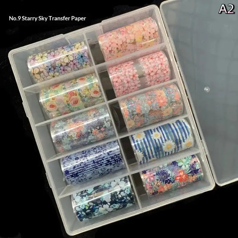 10 Rolls Floral Butterfly Nail Foil Transfer Stickers – DIY Art Nail Art Foils Axl A2