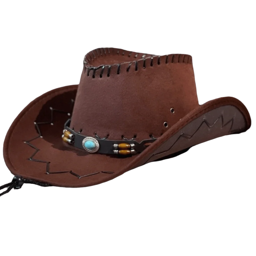 Vintage Wide Brim Western Cowboy Fedora Hat | Sun Protection Western Fedora Hat Axl Coffee