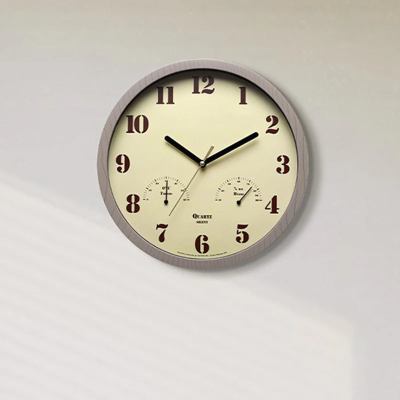 Nordic Quartz Wall Clock with Thermometer | Round Home Decor Quartz Wall Clock Axl