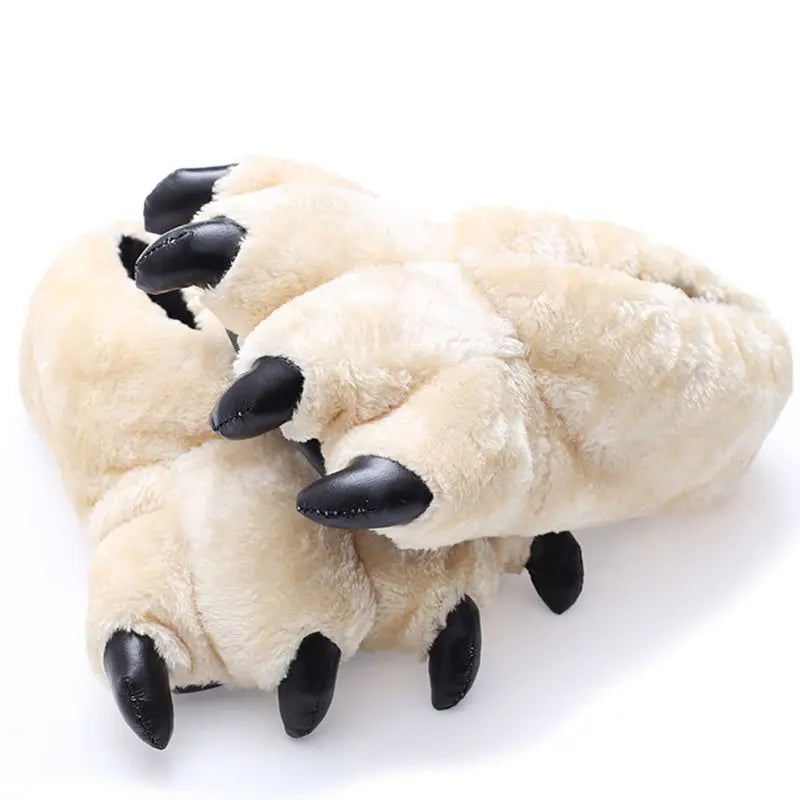 Bear Paw Fuzzy Slippers – Unisex Faux Fur Animal Claw Novelty Slippers Axl