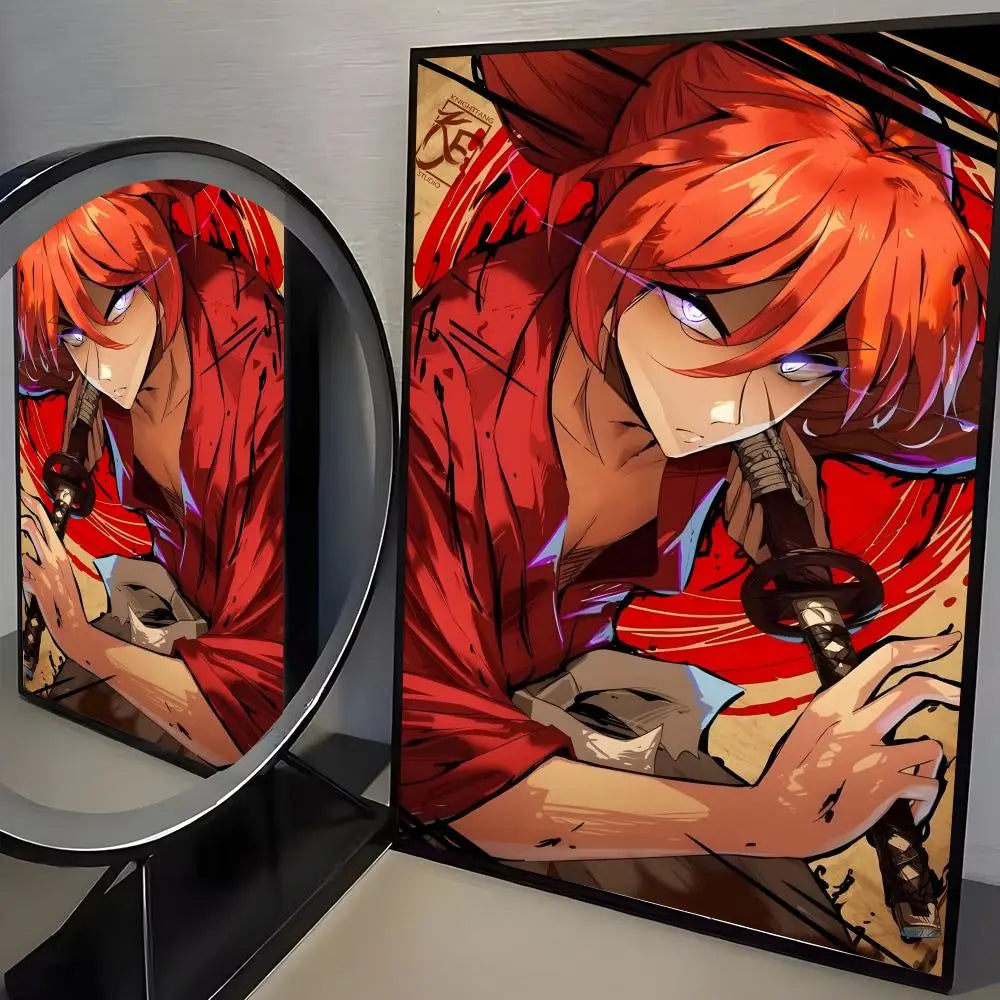 Rurouni Kenshin Anime Poster Self-Adhesive Wall Art Sticker Anime Wall Sticker Axl Black1 21X30cmNoframe