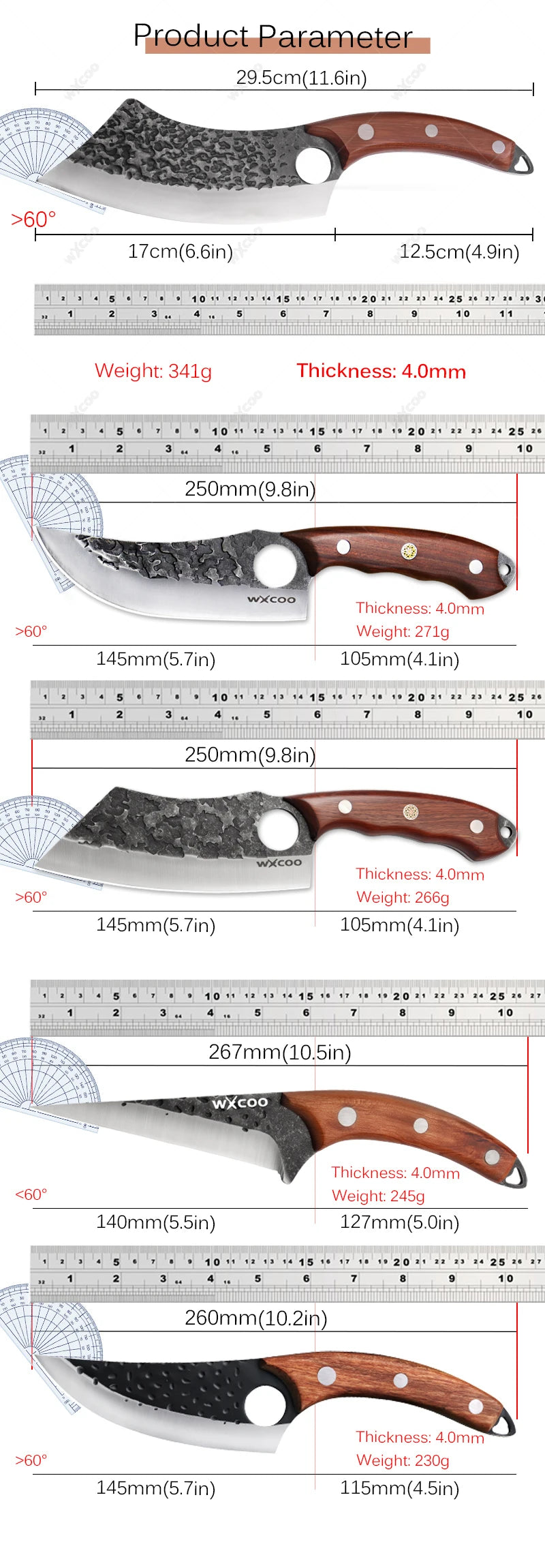 WXCOO Hand-Forged Boning & Slicing Knife – Stainless Steel Boning Knife Axl