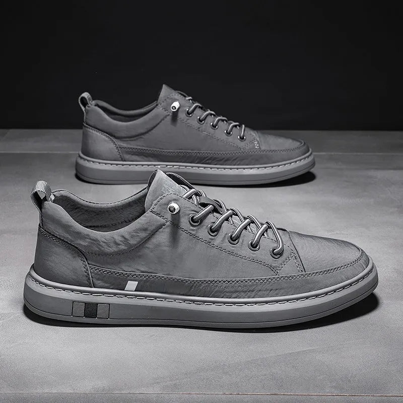 YBQJOO Men's Breathable Canvas Sneakers – Lace-Up Low Cut Men's Canvas Sneakers Axl GRAY 40