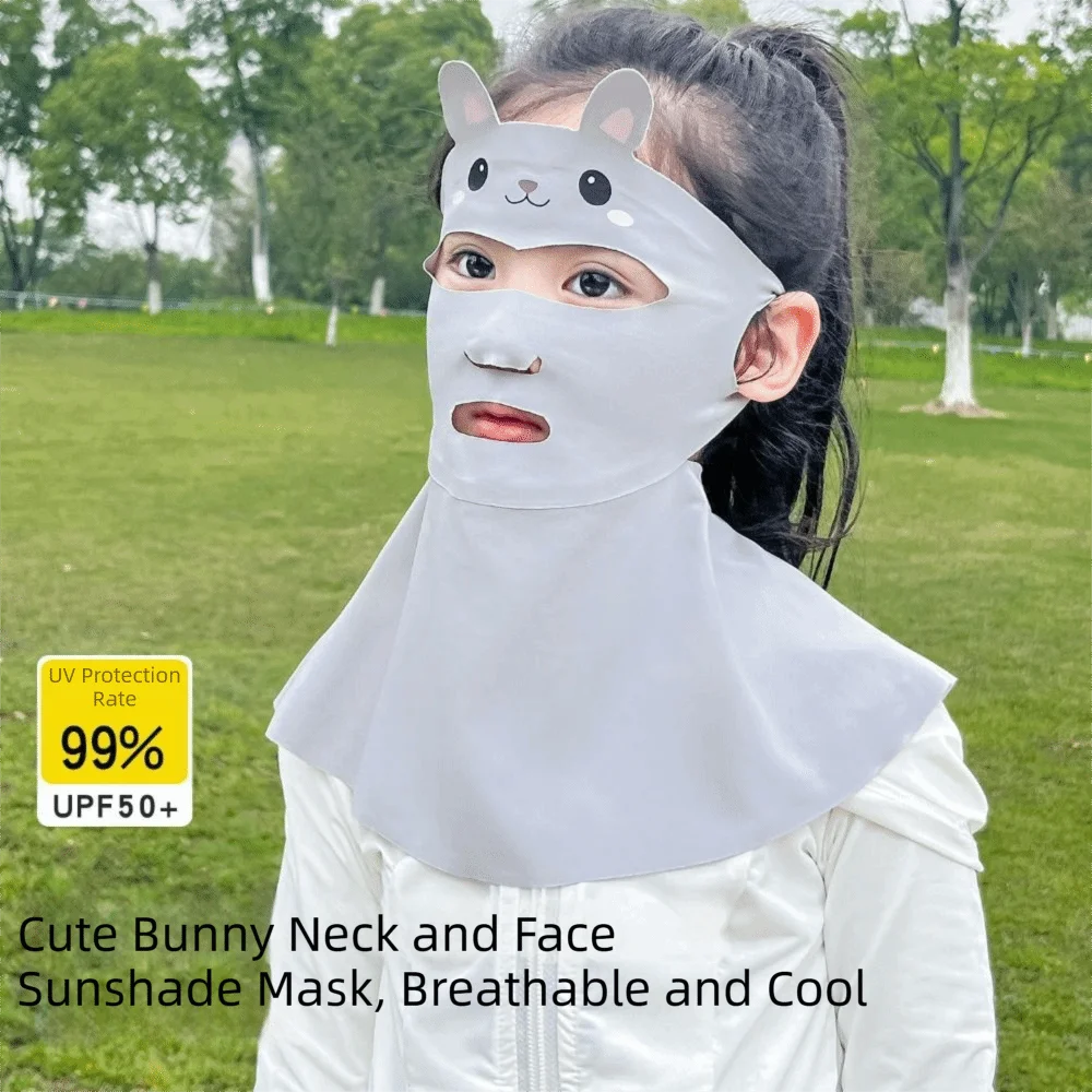 Kids Rabbit UV Face Mask UPF 50+ Cooling Ice Silk Neck Shield Kids Sun Mask Axl