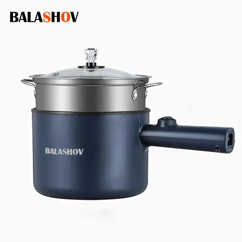 BALASHOV Mini Electric Multi-Cooker – Non-Stick Hot Pot & Rice Pot Mini Electric Cooker Axl Blue-Single layer 220 V EU