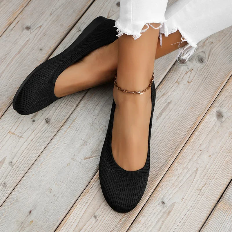 Women's Elastic Knit Slip-On Flats – Lightweight Breathable Loafers Women's Slip-On Flats Axl