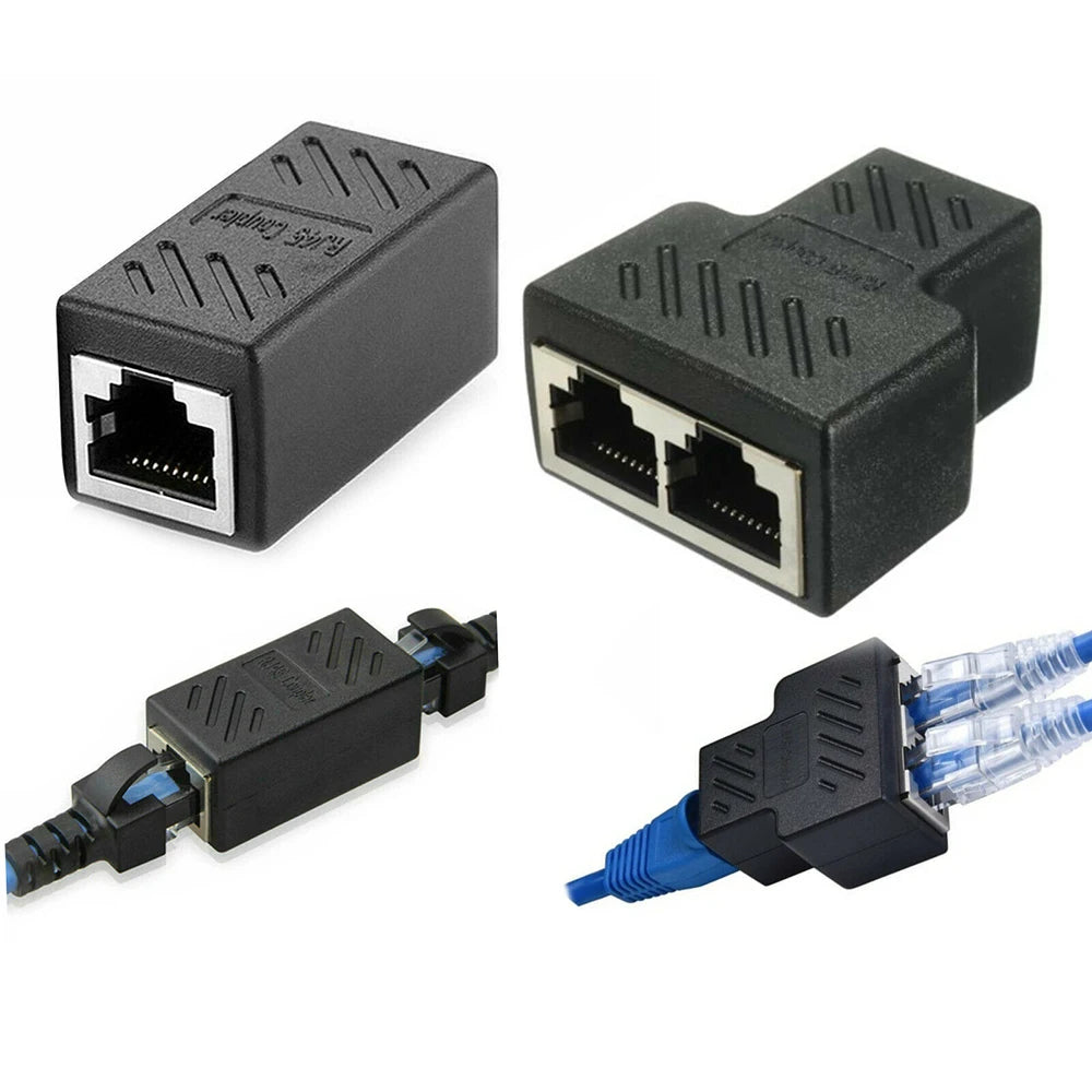 RJ45 Ethernet Splitter – 1 to 2 Way Female Network Coupler Network Coupler Adapter Axl