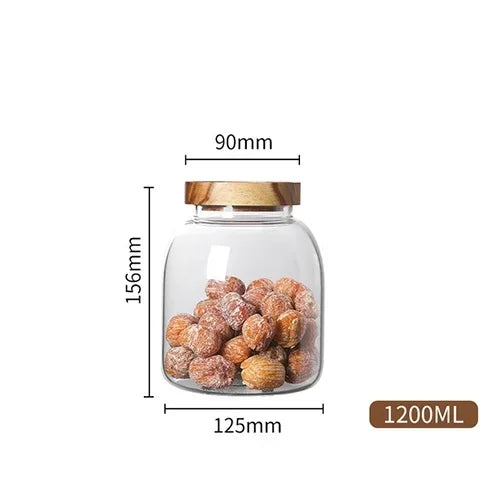KEMORELA 3L Glass Jar with Acacia Airtight Lid – Food Storage Glass Storage Jar Axl 1.2L