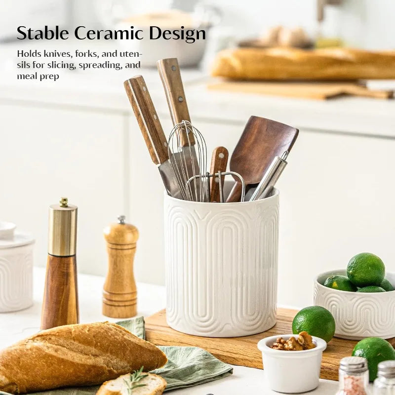 Ceramic Arch Utensil Holder – Farmhouse Kitchen Organizer Utensil Holder Axl