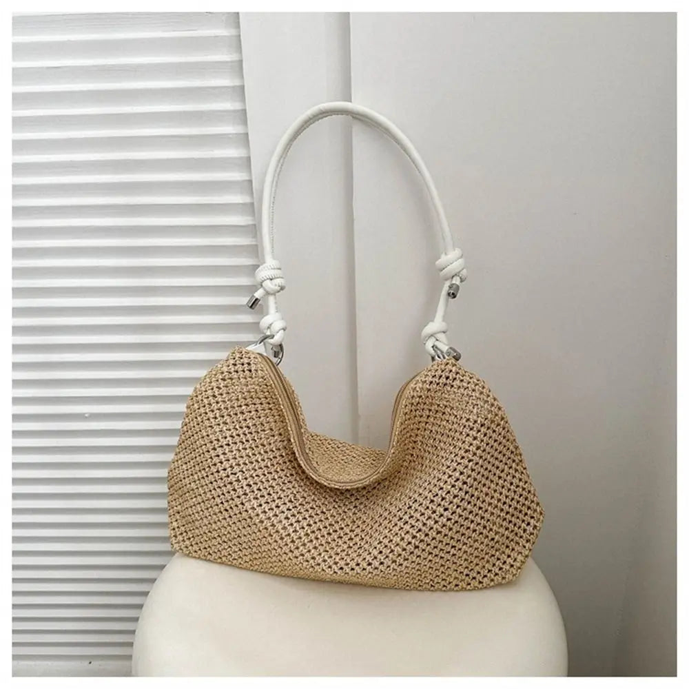Women's Handmade Woven Straw Tote Bag – Rattan Beach Shoulder Bag Woven Tote Bag Axl