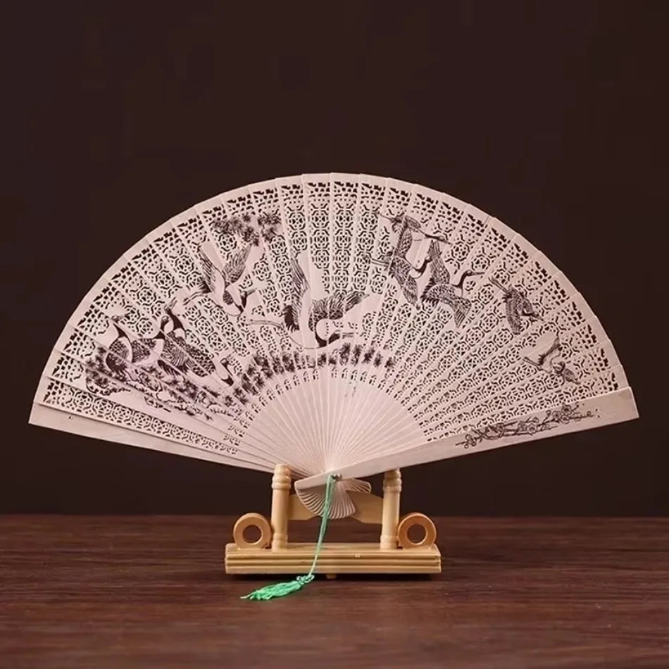 Carved Sandalwood Folding Fan – Chinese Style Gift Box Decorative Folding Fan Axl