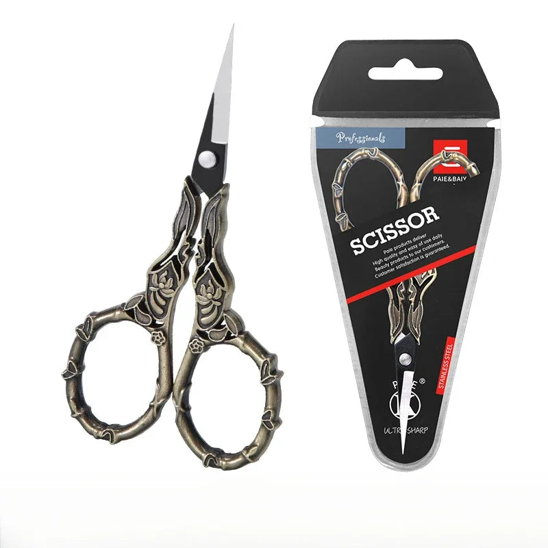 Retro Sewing Scissors – Steel Embroidery & Cross-Stitch Cutter Embroidery Scissors Axl Scissors-brass color L