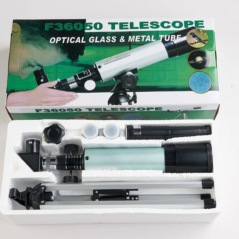 90x Refractor Telescope 50mm Aperture | Phone Adapter & Remote Refractor Telescope Axl