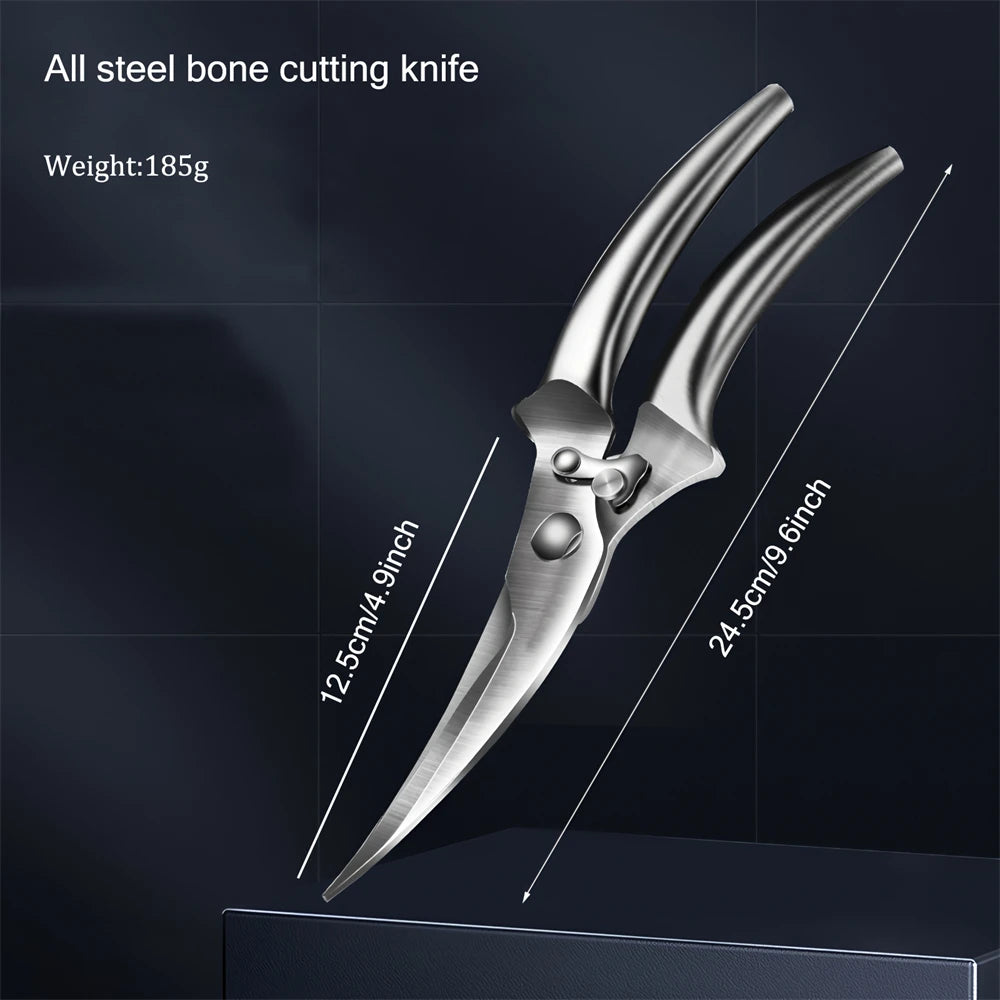 Professional Kitchen Scissors – Stainless Steel Meat & Bone Shears Kitchen Scissors Axl Scissors-Silvery