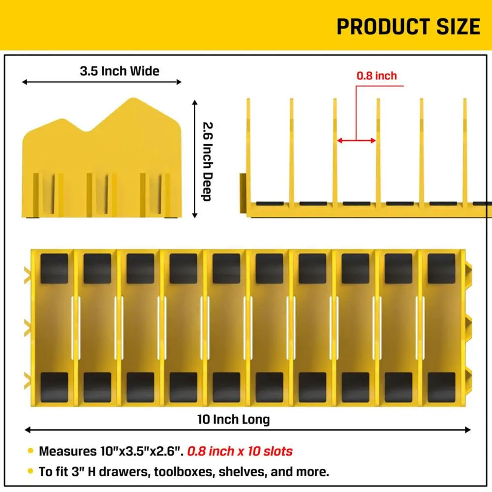 10-Slot Plier Organizer Box – Tool Drawer Storage Rack Tool Storage Organizer Axl Yellow
