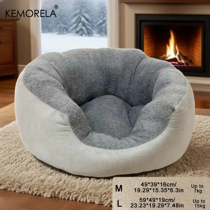 KEMORELA Plush Pet Bed with Backrest – Cat & Small Dog Bed Plush Pet Bed Axl