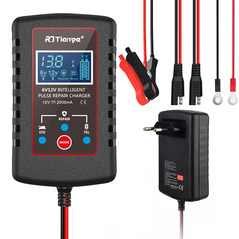 Smart 6V 12V Automatic Battery Charger – Motorcycle & Lawn Mower Battery Charger Axl