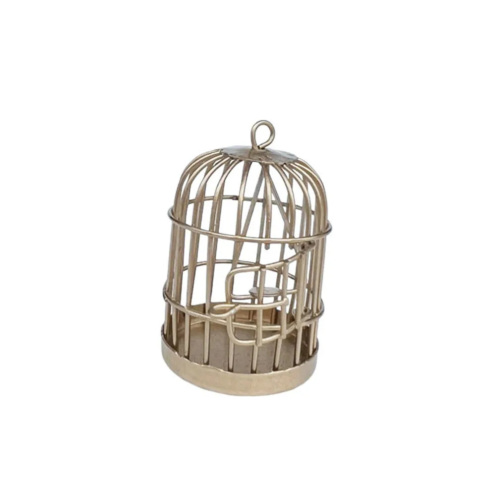 Miniature Metal Bird Cage Ornament – 1:12 Dollhouse Décor Dollhouse Ornament Axl Gold