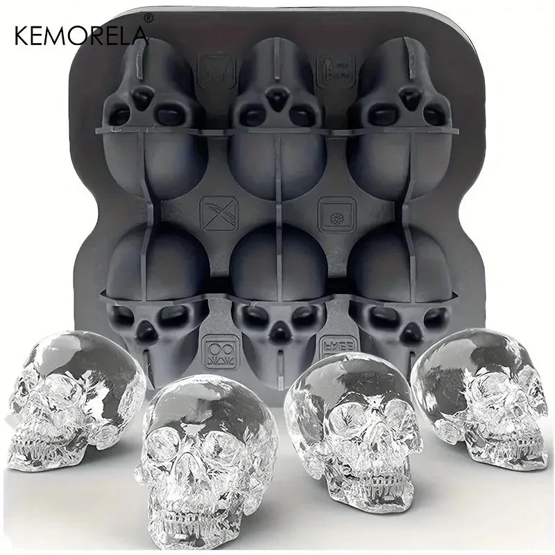 Skull Ice Ball Mold – BPA-Free 3D Silicone Ice Cube Tray 4/6 Grid Silicone Ice Mold Axl