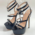 Women's Platform Stiletto Sandals – Open Toe Buckle High Heels Platform Stiletto Sandals Axl Black 36