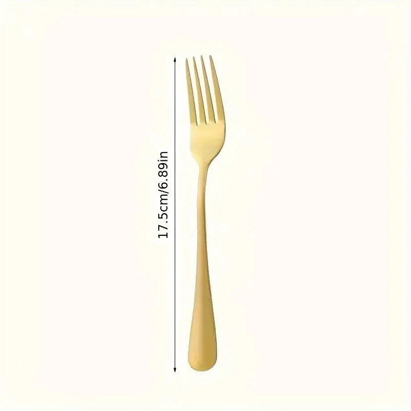 8-Piece Golden Dinner Fork Set – Stainless Steel, Dishwasher Safe Flatware Fork Set Axl