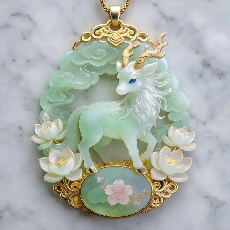Nine-Tailed Fox Enamel Pendant Necklace | Chinese Mythology Enamel Pendant Necklace Axl A12