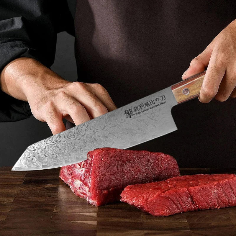 8-Inch Damascus Steel Japanese Chef's Knife – Wood Handle Damascus Chef's Knife Axl