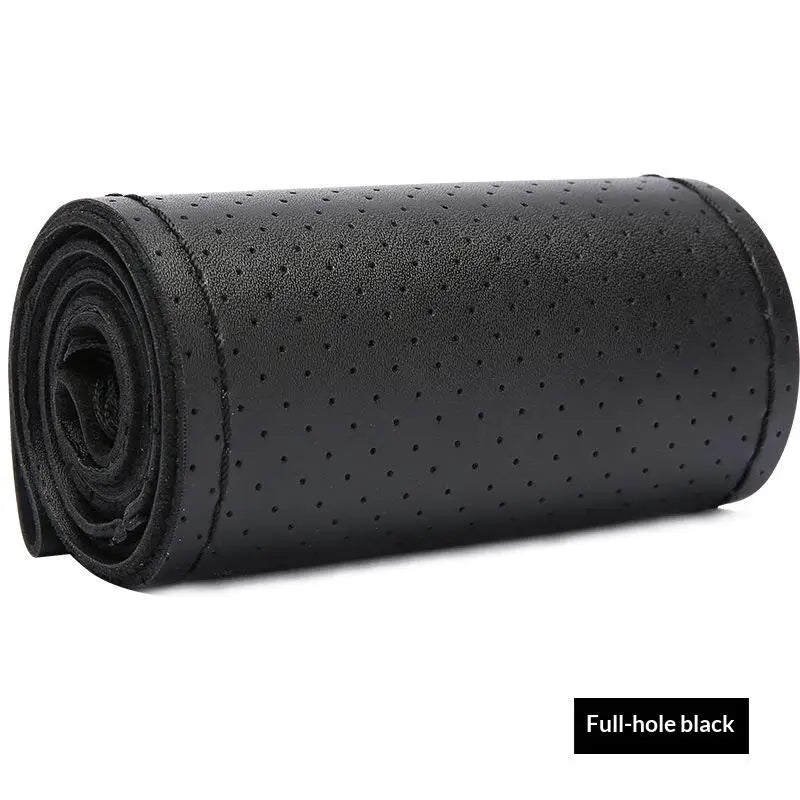 Hand-Sewn Leather Steering Wheel Cover – 38cm Anti-Slip Steering Wheel Cover Axl Black