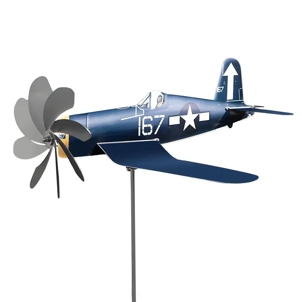 Metal Airplane Wind Spinner – Weather-Resistant Yard Windmill Garden Wind Spinner Axl Blue