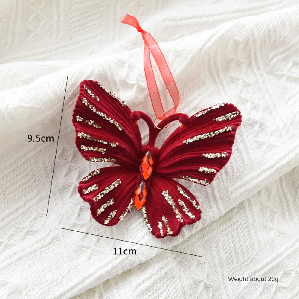 Velvet Bowknot Christmas Tree Pendant | Wine Red Bow Ornament Christmas Tree Ornament Axl