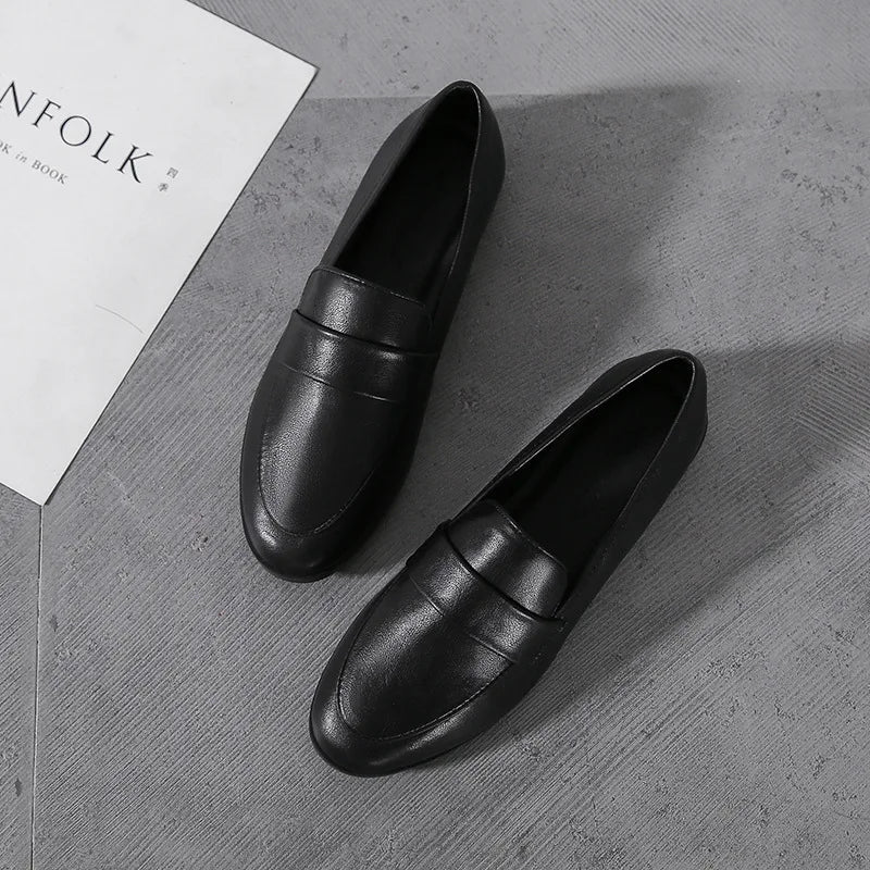Women's Vintage British Loafers – Slip-On Flat Casual Shoes Women's Flat Loafers Axl black 37