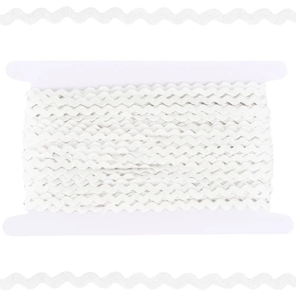 White Ric Rac Ribbon 1/4 Inch 25 Yards | Polyester Wave Trim Craft Ribbon Trim Axl