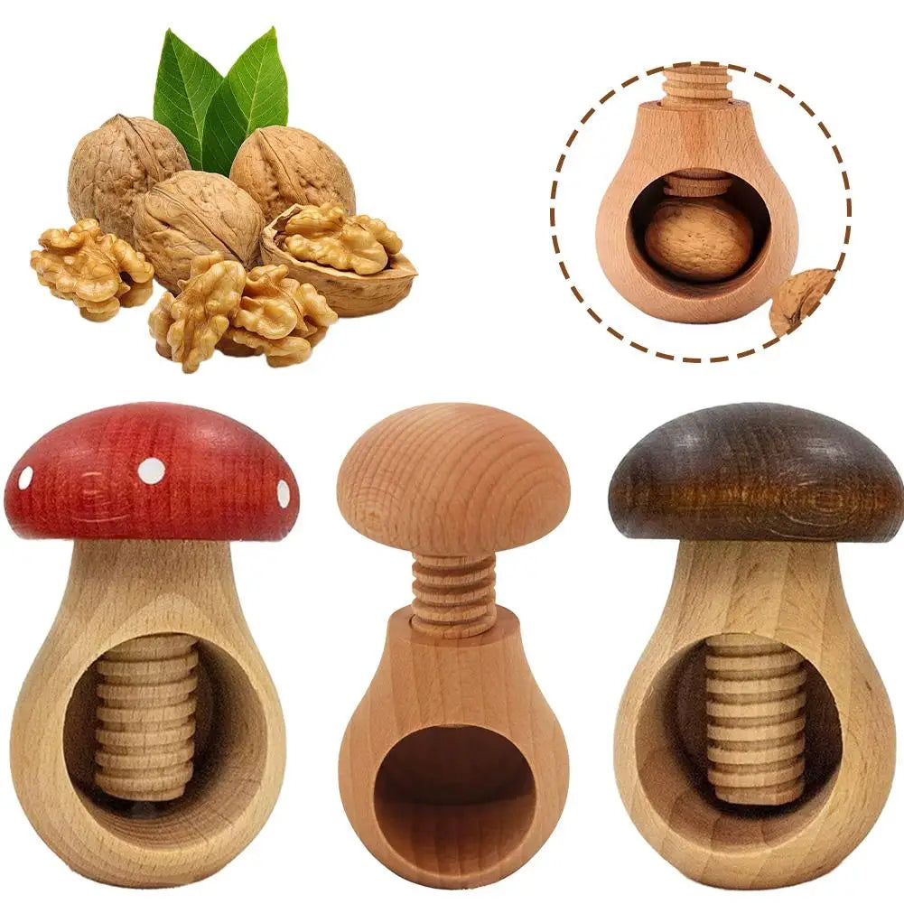 Mushroom Wood Nutcracker – Adjustable Nut Cracker Tongs Nut Cracker Tool Axl