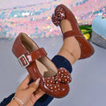 Women's Bow Mary Jane Flats – Polka-Dot Plus Size Casual Shoes Mary Jane Flats Axl 41 Brown