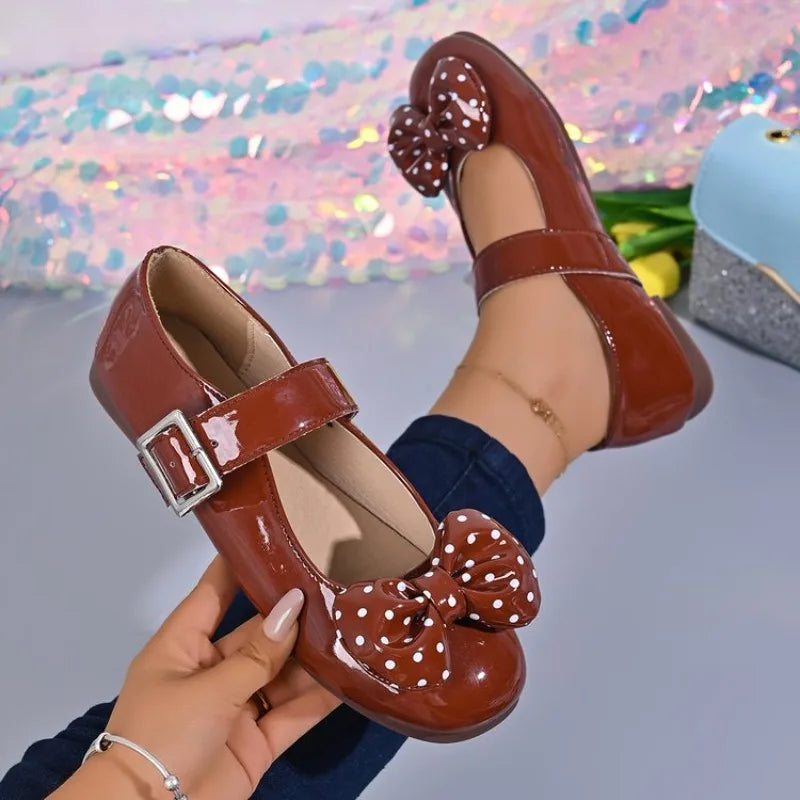 Women's Bow Mary Jane Flats – Polka-Dot Plus Size Casual Shoes Mary Jane Flats Axl 41 Brown