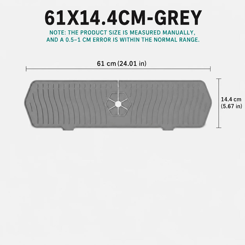 Uwhise Silicone Faucet Drip Catcher Tray | Sink Splash Guard Mat Sink Drip Mat Axl 61X14.4cm-Grey