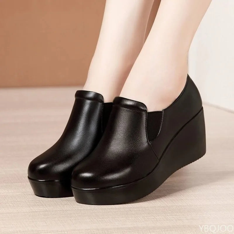 Women's Wedge Platform Loafers – Slip-On Casual Shoes Wedge Loafers Axl