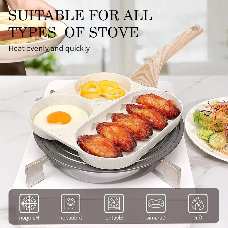 3-in-1 Divided Nonstick Breakfast Frying Pan | Egg & Grill Divided Breakfast Pan Axl