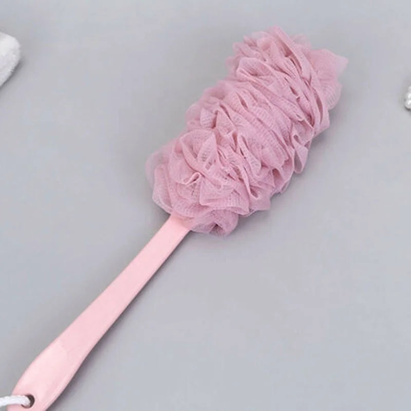 Long Handle Bath Brush – Soft Mesh Back Scrubber & Body Puff Bath Brush Axl