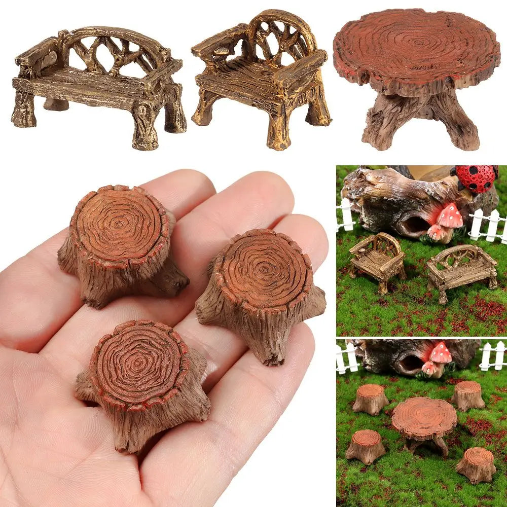 Miniature Fairy Garden Figurines – Bench, Chair & Table Set Garden Figurine Set Axl