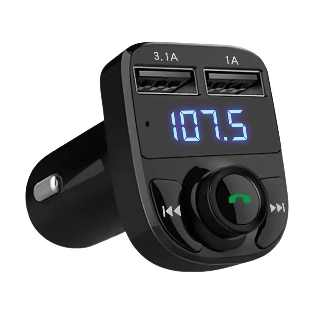Bluetooth 5.0 FM Transmitter Car Charger – Dual USB Hands-Free FM Transmitter Car Kit Axl 1pc