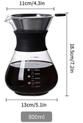 Pour Over Coffee Maker – Borosilicate Glass & Steel Filter Pour Over Coffee Maker Axl 800ml 27oz