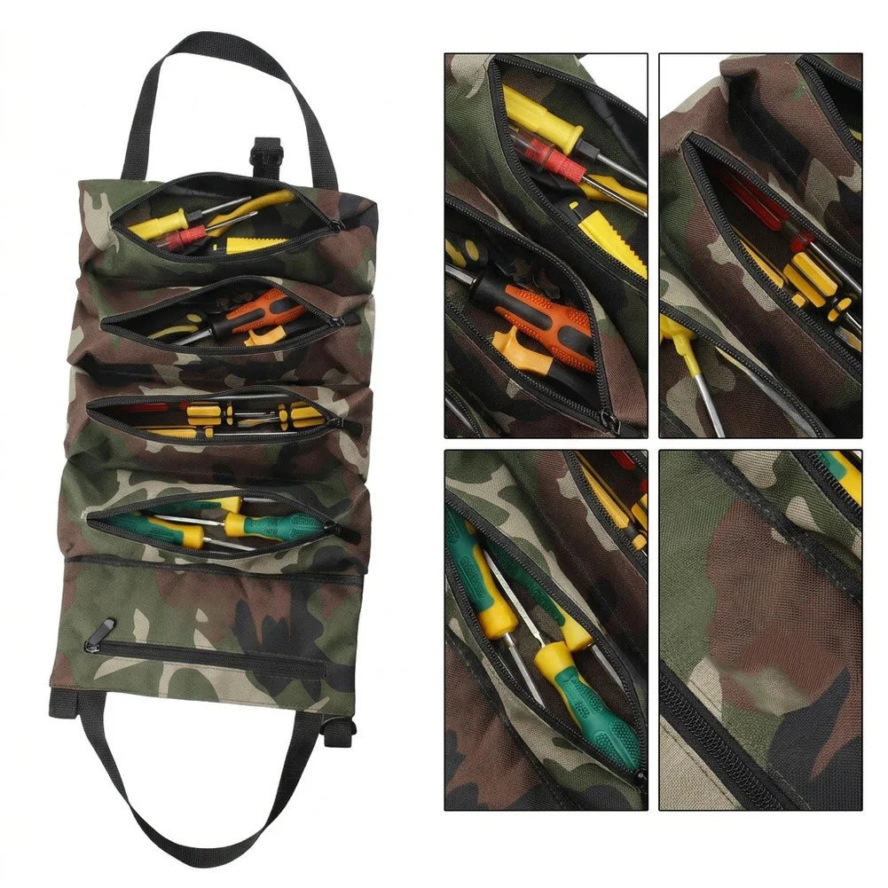 600D Oxford Roll-Up Tool Bag | 5-Pocket Portable Organizer Roll-Up Tool Bag Axl