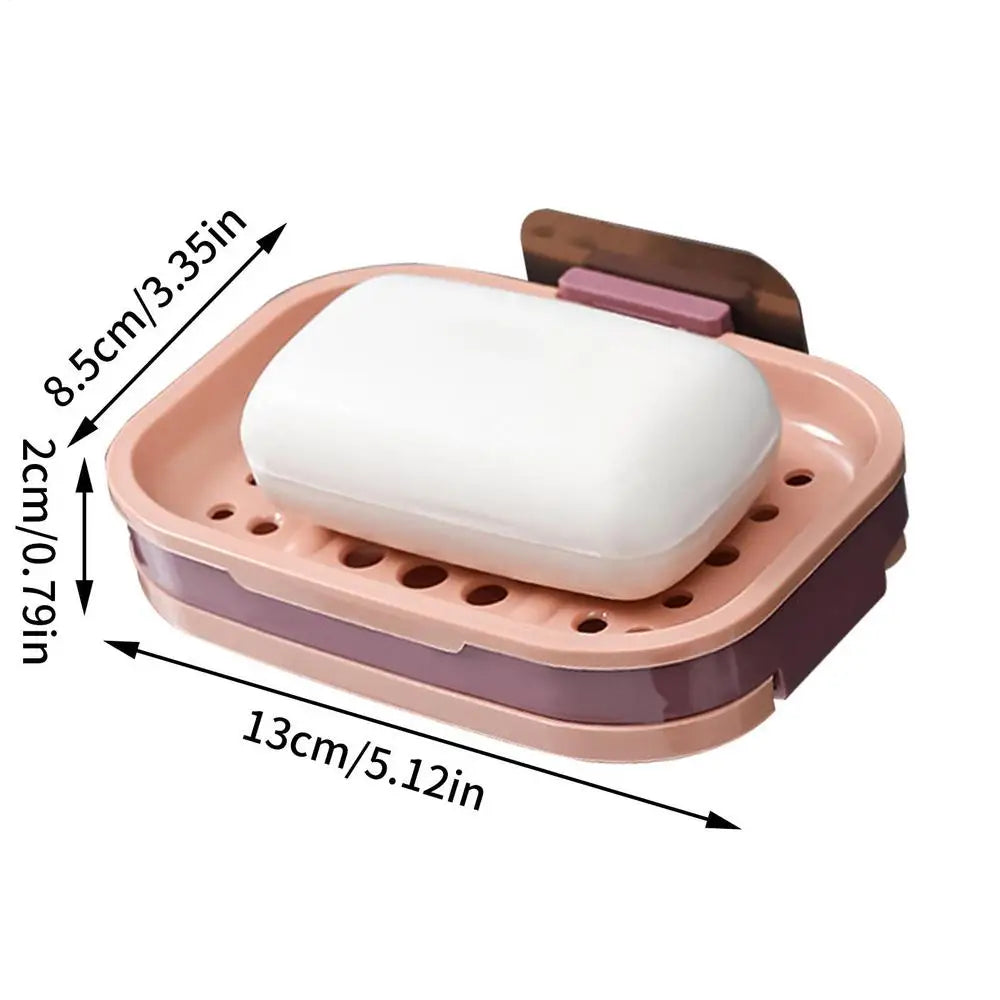 No-Drill Wall Soap Dish with Drain – Self-Adhesive Holder Wall Soap Dish Axl Pink