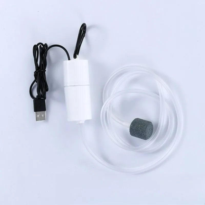 Portable Mini USB Fish Tank Air Pump – Silent Aquarium Oxygenator Aquarium Air Pump Axl white
