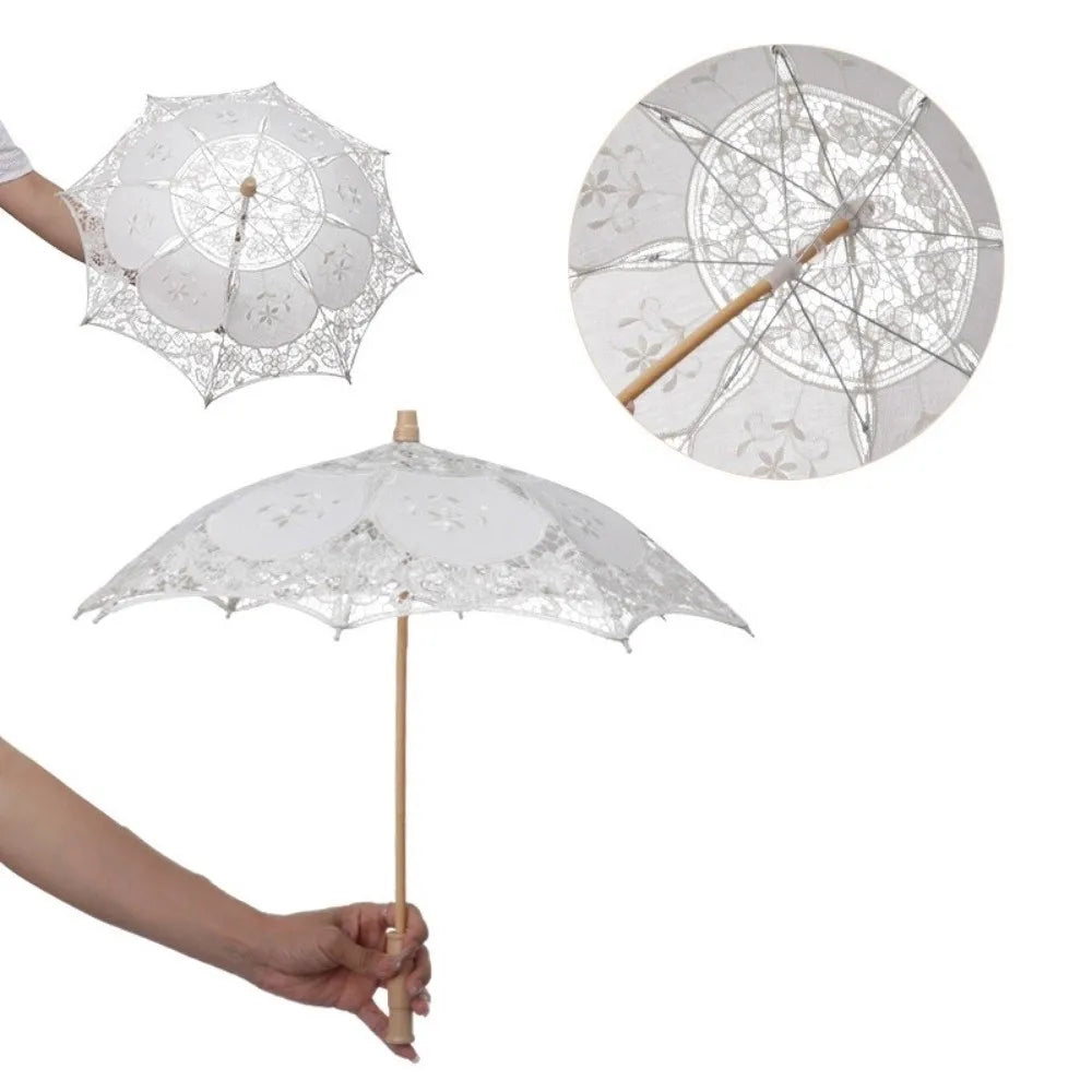 Lace Parasol Umbrella – Wedding Prop & Flower Girl Décor Decorative Lace Parasol Axl beige-43cm