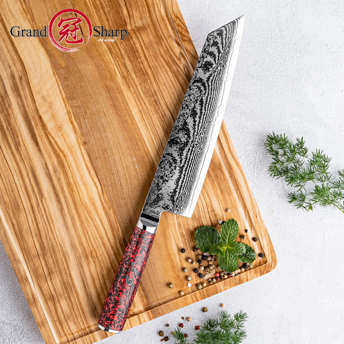 Grandsharp 8" Kiritsuke Knife – 67-Layer Damascus Steel Damascus Chef Knife Axl