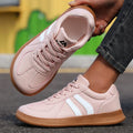 AZGB Women's Lightweight Striped Canvas Sneakers | Wide Fit Women's Walking Sneakers Axl 43 Pink