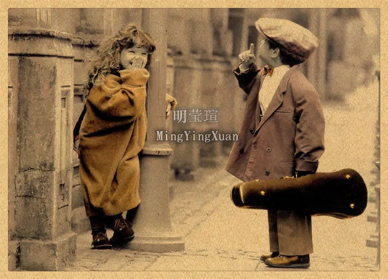 Street Art Kraft Paper Wall Poster – Boy & Girl Kiss Mural Wall Art Poster Axl 20 42x30cm