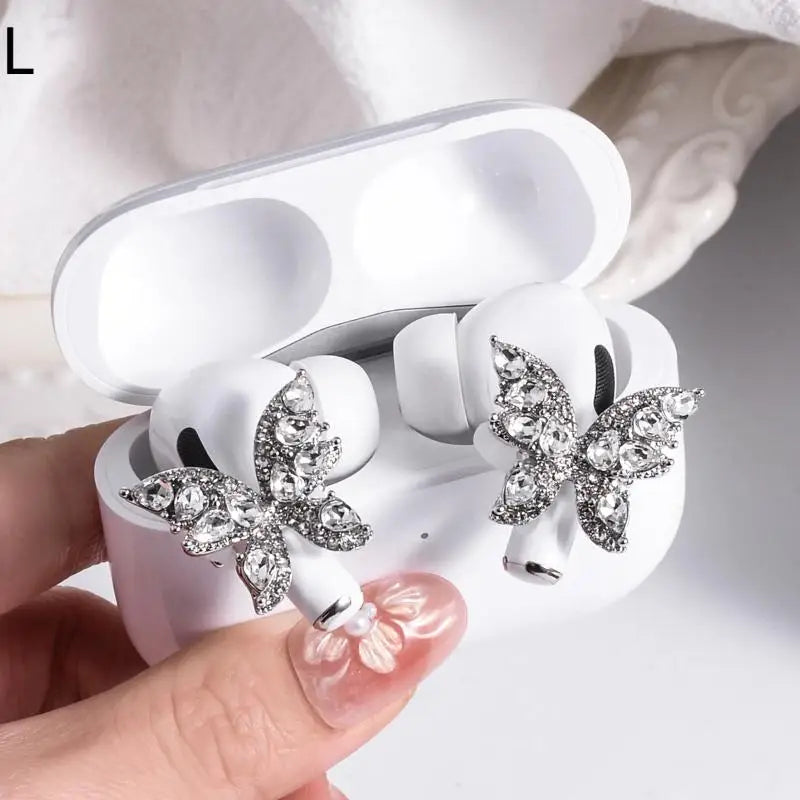 Rhinestone Earphone Charms – Decorative Earbud Clips (1 Pair) Earbud Decoration Clips Axl L